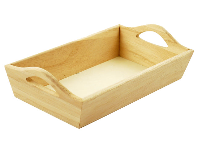 Wooden Craft Tray with Handles, Dimensions 8.13"x4.63"x2.13", Suitable for DIY Projects
