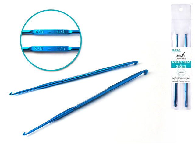 Needlecrafters: Value-Pack of 4 Different Sized Crochet Hooks (#3/4/6/7, 2.2/2.5/3.5/4mm)