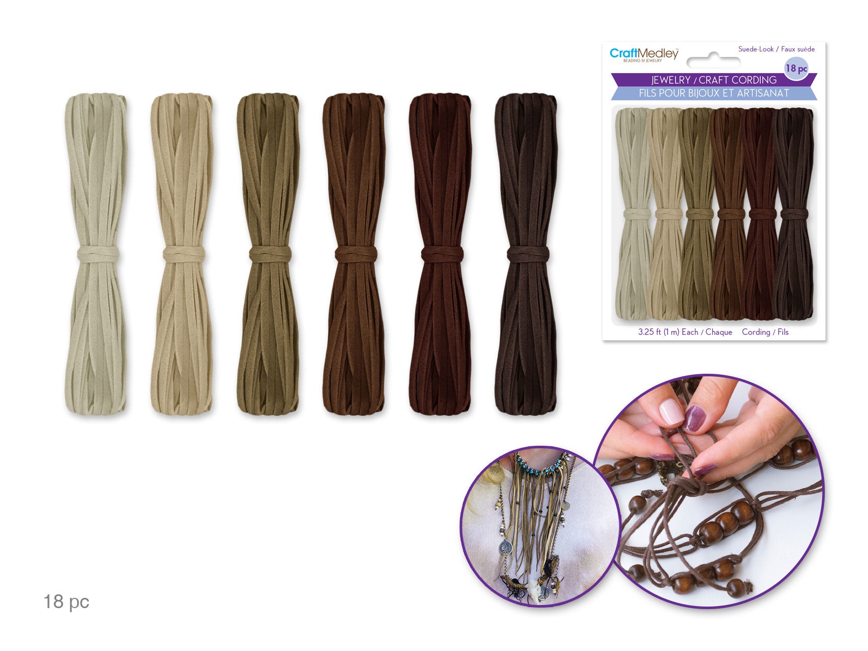 Suede Look Assorted Jewelry/Craft Cord: 18m Leatherette
