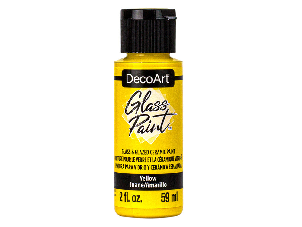 Decoart 2oz Yellow Glass Paint for Glass and Glazed Ceramic, DGP01-16 DGP06
