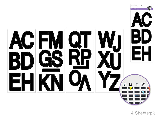 3" Biggie Fonts Paper Craft Sticker: 4 Sheets of Large Caps in Black