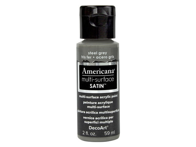 Americana Satins Paint: 2oz Multi-Surface DA500-539 DA538 in Steel Grey