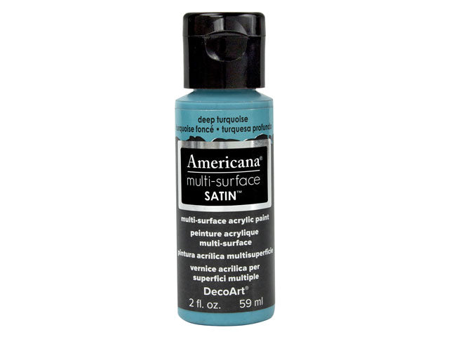 Americana Satins Multi-Surface Paint, 2oz, DA500-539 DA524, Deep Turquoise