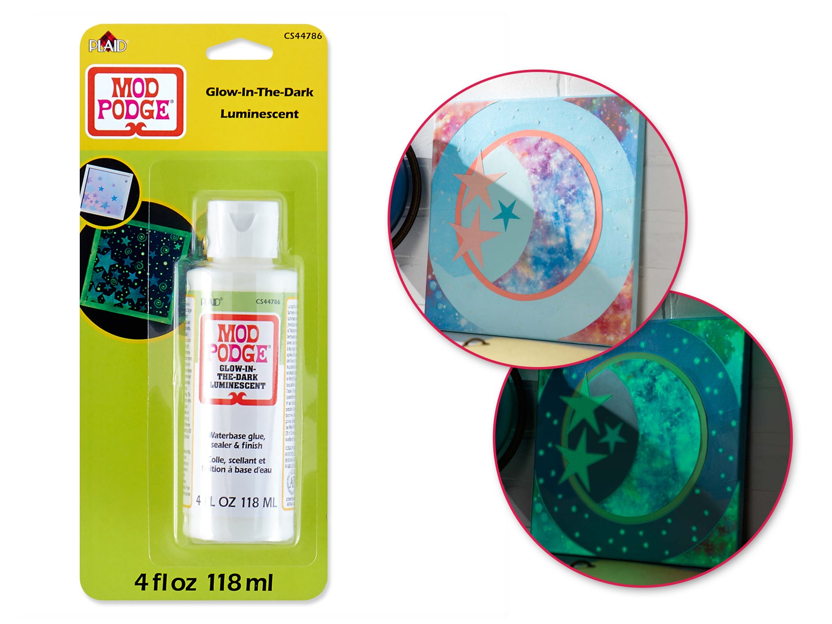 Mod Podge: 4oz Luminescent Glow-in-the-Dark Waterbase Glue, Sealer, and Finish