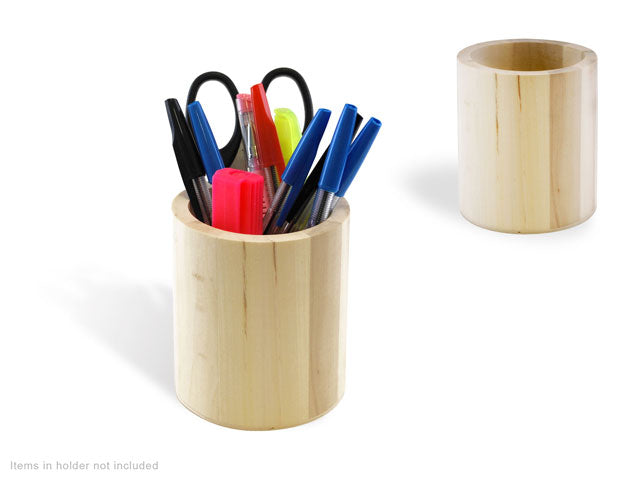 Natural Round Wood Craft Pen/Pencil Tubs
