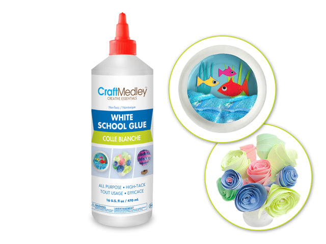 Craft Medley Glue: 500g White All-Purpose School Glue Bottle with Applicator Lid