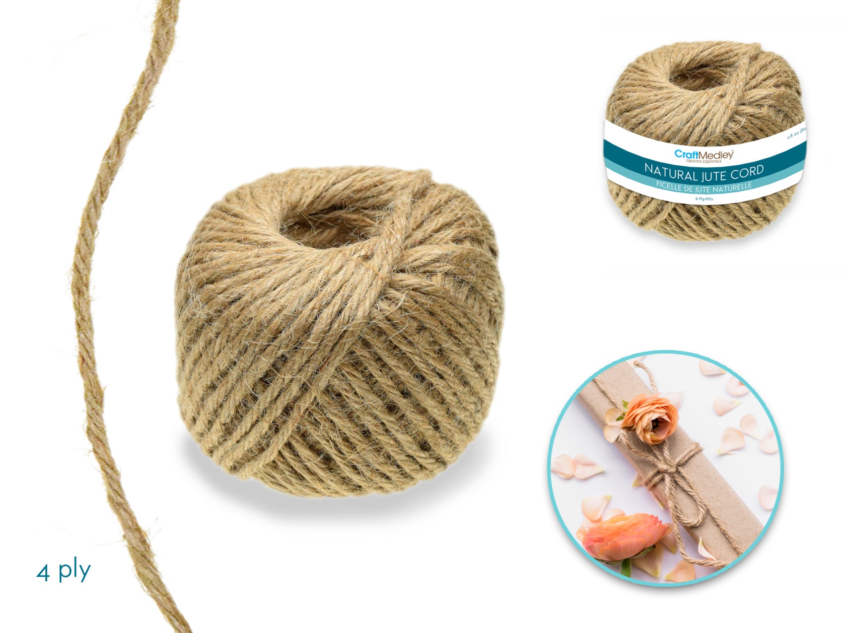 Craft Medley: 4ply Natural Jute Cord 80g