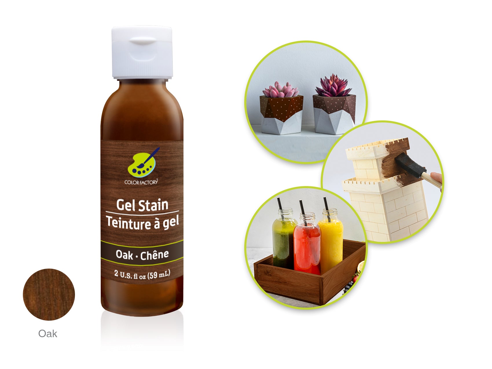 Color Factory 2oz Gel Stains GS01/02/03 GS02 in Oak