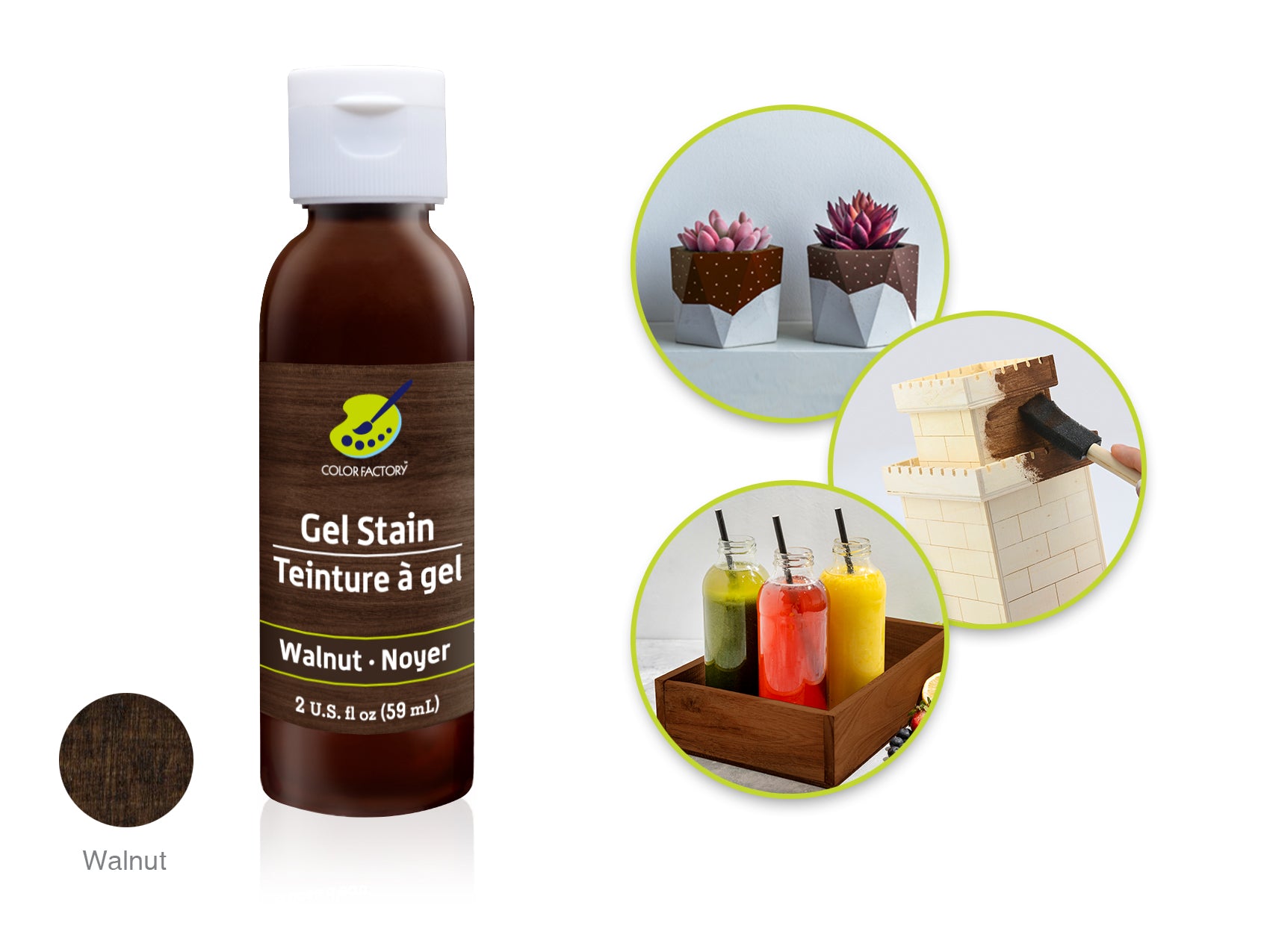 Color Factory 2oz Gel Stains GS01/02/03 GS03 in Walnut