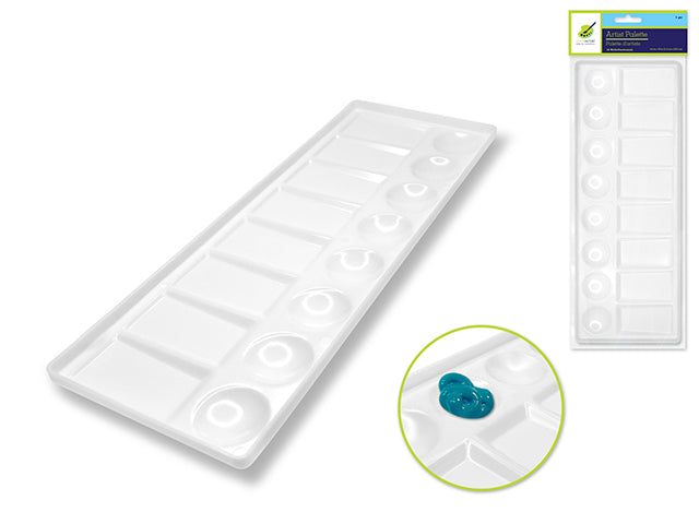 Color Factory Paint Palette: Plastic Rectangular 16-Well, 4.5"x12.18"
