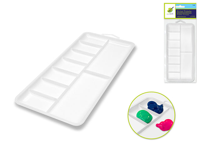 Color Factory Paint Palette: Plastic Rectangular 9-Well, Dimensions 7.13"x3.37"