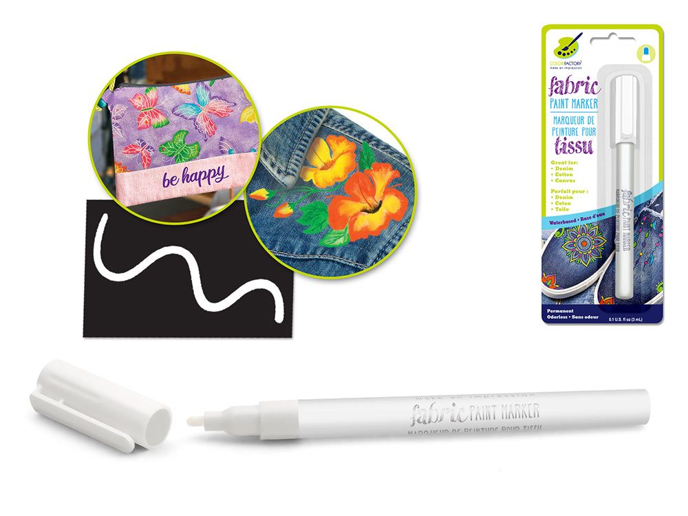 Color Factory's Permanent Fabric Paint Marker, 3ml, White