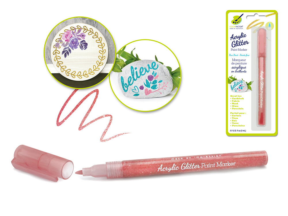 Color Factory's Acrylic Glitter Marker Fine-Liner Permanent 3ml in Rose Gold