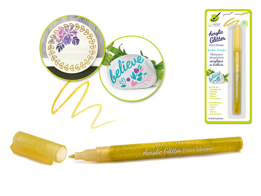 Color Factory Acrylic Glitter Marker Fine-Liner Permanent 3ml in Gold
