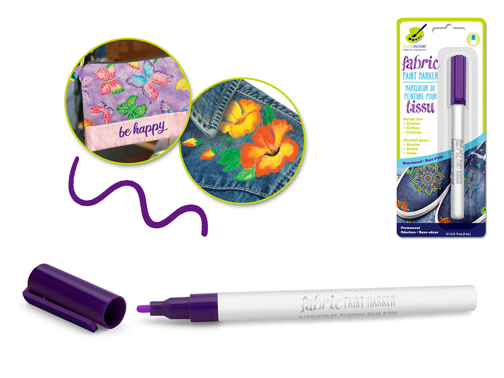Color Factory's Permanent Fabric Paint Marker, 3ml in Purple Pizzazz