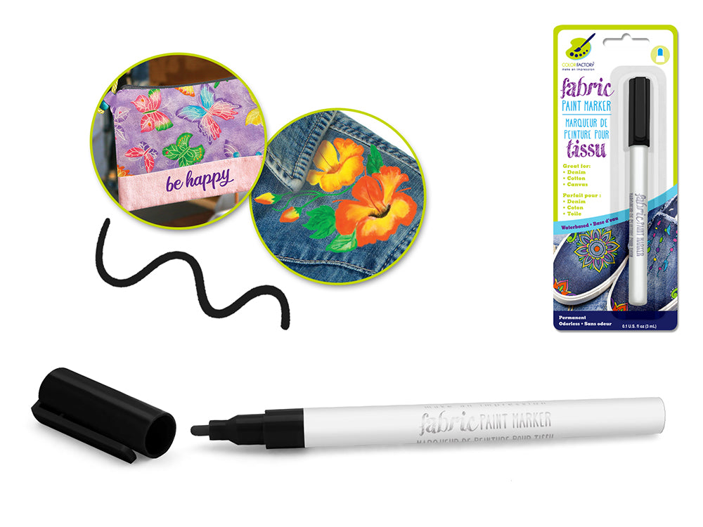 Color Factory's Permanent Fabric Paint Marker, 3ml, Black