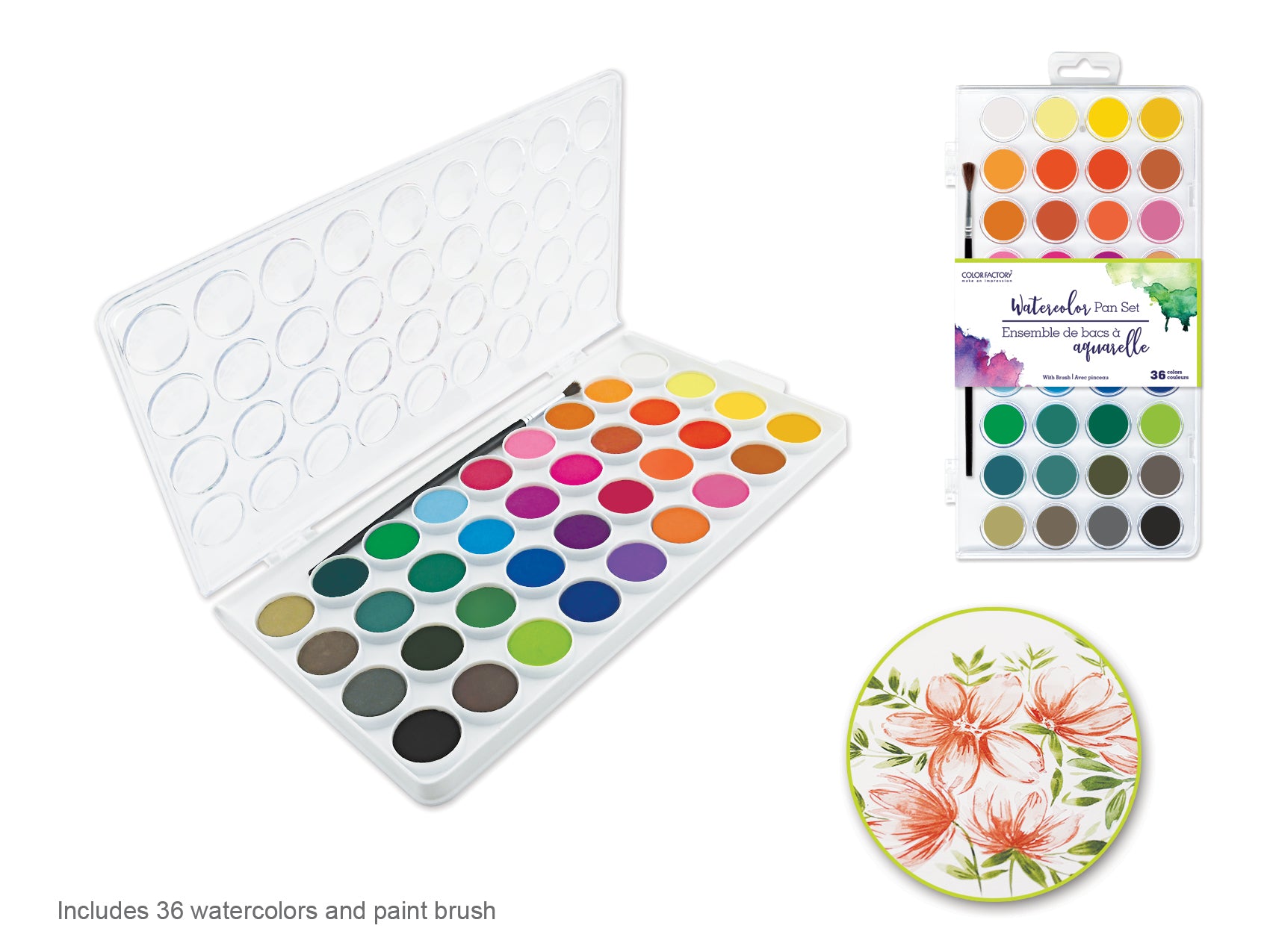Color Factory's 36-Piece Artist Watercolor Pan Set with Brush