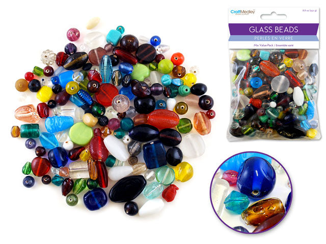 Glass Beads: Value-Pack Mix Bulk 250gms