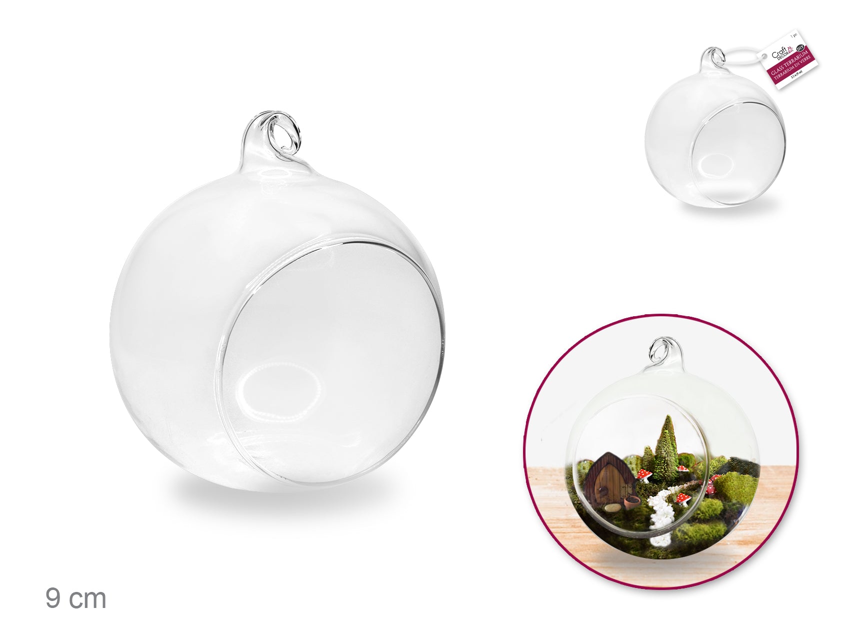 Craft Decor: 9cm DIY Terrarium Clear Ornamental Glass Sphere