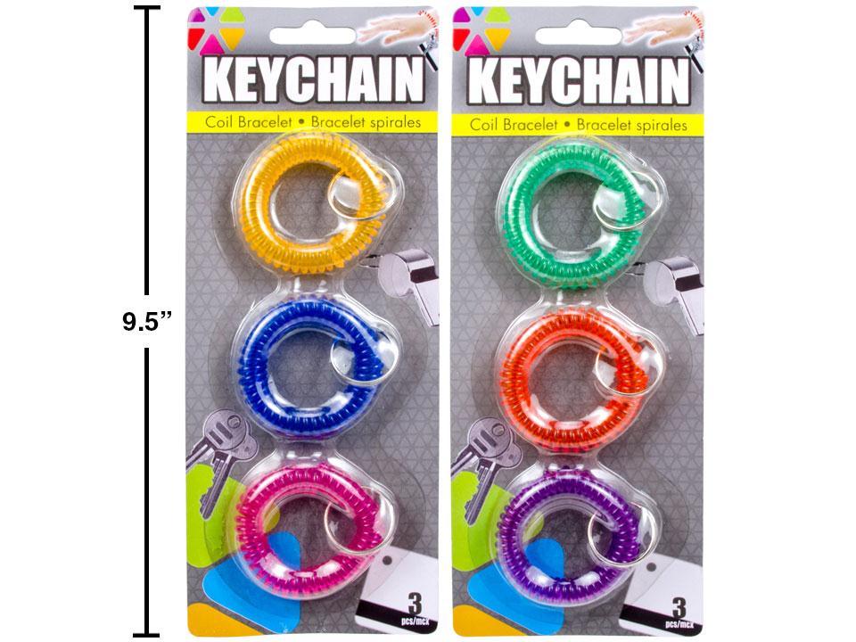 Three-Piece PVC Coil Bracelet with Keyring