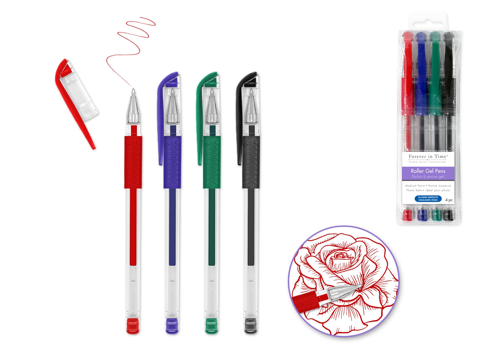 Classic Brights Scrapbook Gel Pens: 4-Pack, Acid-Free, Assorted, Photo-Safe