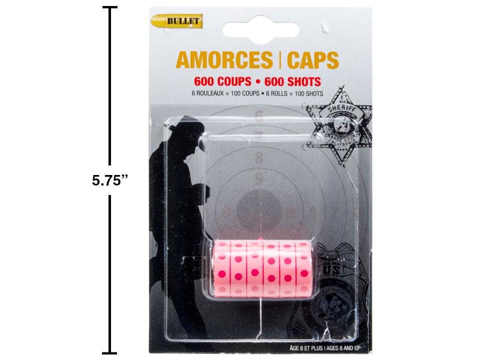 Paper Roll Caps, Pack of 6 Rolls with 100 Shots Each