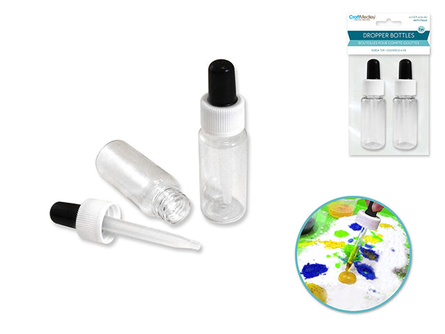 20ml Plastic Dropper Bottles with Screw-Top, Pack of 2