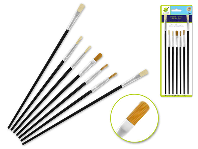 Mixed Media Artist Brush Set with Acrylic Handle, Set of 7