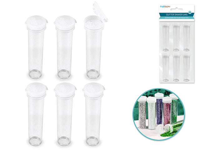 Shaker Vial Craft Storage for Glitter, Sand, and Powder - Pack of 6