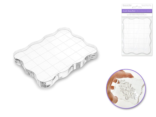 Clear Acrylic Stamp Block: Ergonomic Applicator with Grids, Dimensions 8.9cmx7cmx1cm