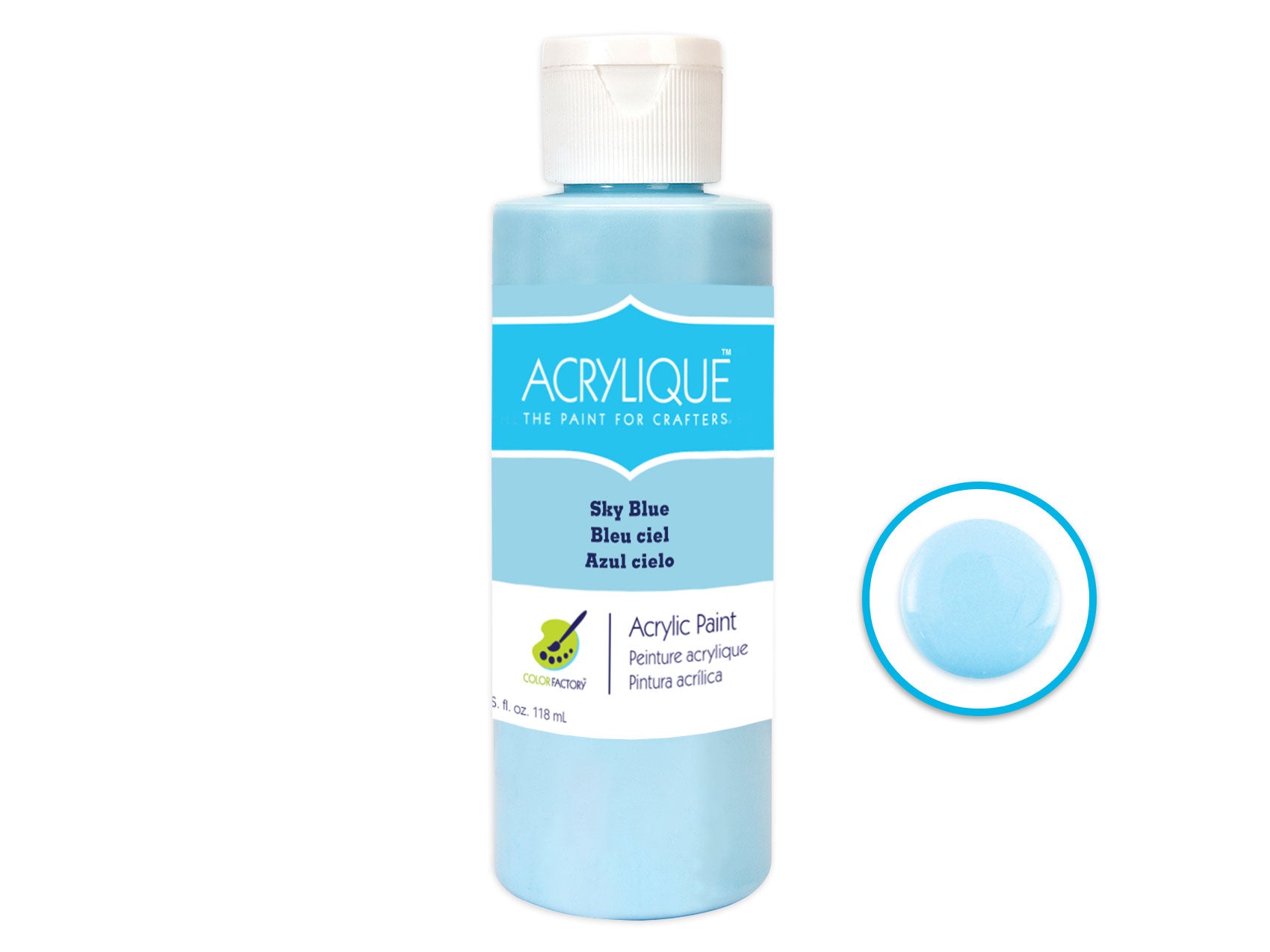 Color Factory: 4oz Acrylic Paint in 115 Sky Blue for Crafters