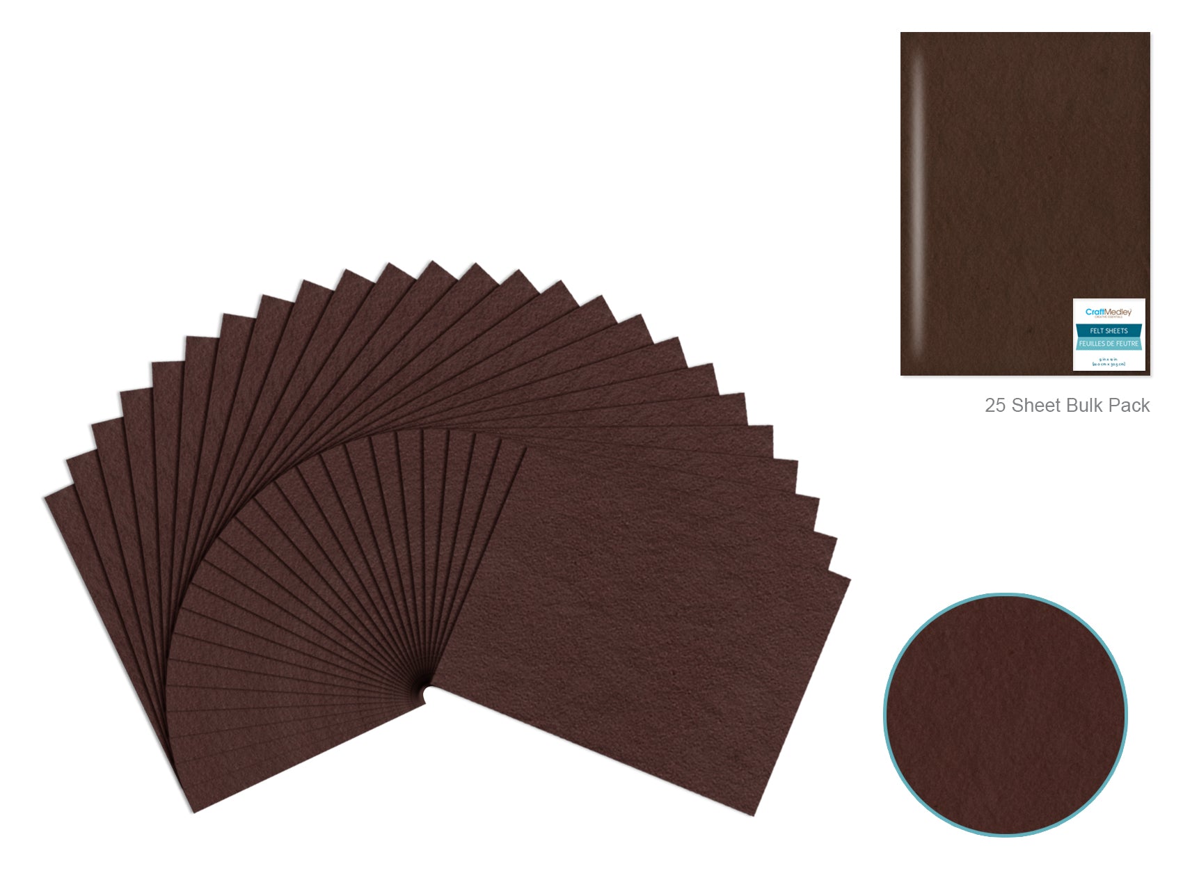 Premium Dark Brown Felt Sheet, 9"x12", with Bar-Coded E