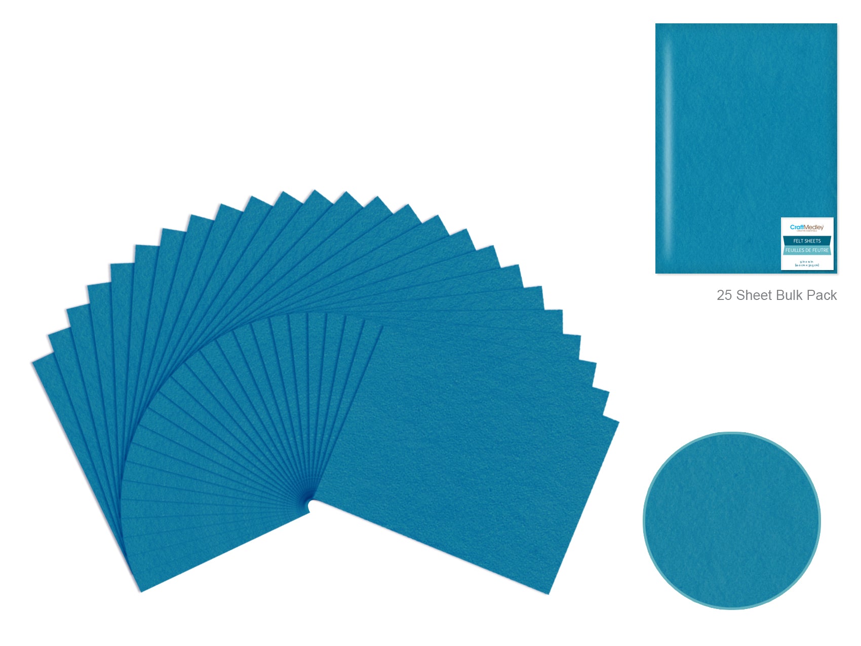 9"x12" Premium Bar-Coded Teal Blue Felt Sheet