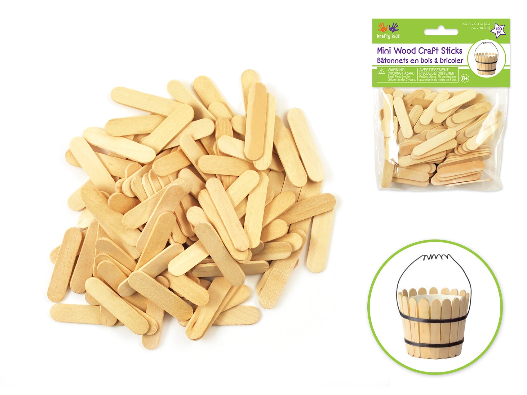 Craftwood Mini Craft Sticks, 120-Pack, Natural