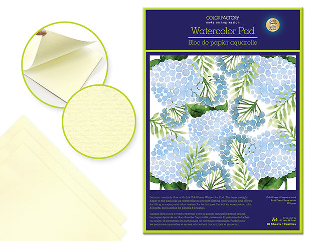 Color Factory Watercolor Pad, 9"x12" (A4), 230gsm, 18 Sheets, Acid Free