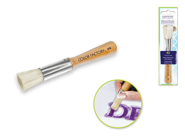 Color Factory's 1/2" Stencil Brush with Wood Handle and Metal Studded Ferrule (#2)