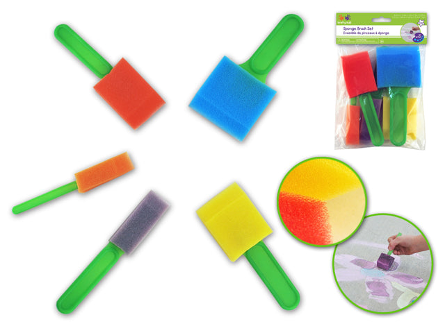 Krafty Kids Lil' Artist Sponge Brush Set, Pack of 5, Various Sizes (5/8", 1 1/8", 1.5", 2", 2.75")
