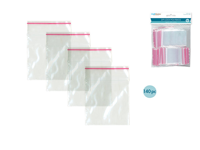 Craft Medley Zipper-Seal Polybags, 2"x2", Pack of 140