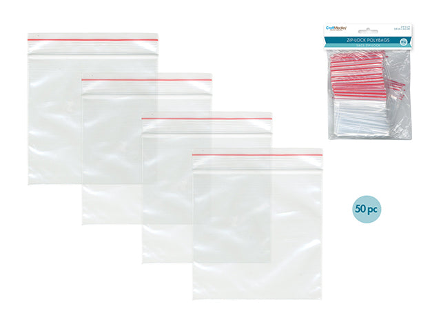 Craft Medley Zipper-Seal Polybags, 3"x4", Pack of 50