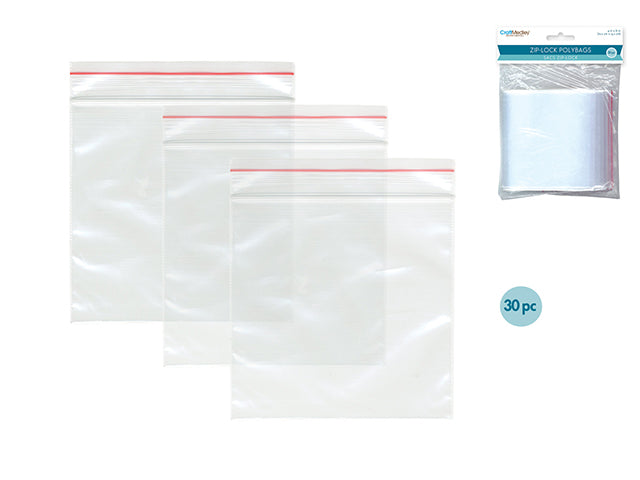 Craft Medley Zipper-Seal Polybags, 4"x6", Pack of 30