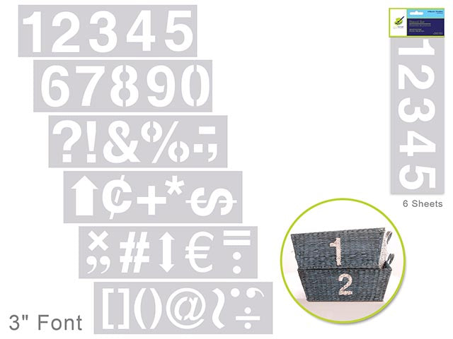 Color Factory: 3-Inch Numbers and Symbols Stencil, 6-Sheet Set