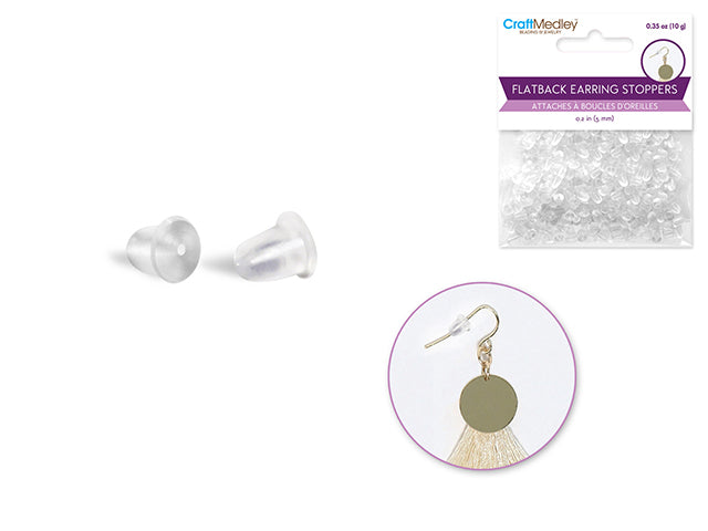 5mm Flatback Rubber Earring Back/Stopper Jewelry Findings, Pack of 200
