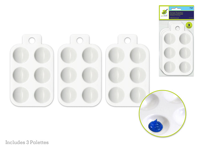 Color Factory's 5.5" Plastic Rectangular Paint Palette with 3 Sets of 6 Wells