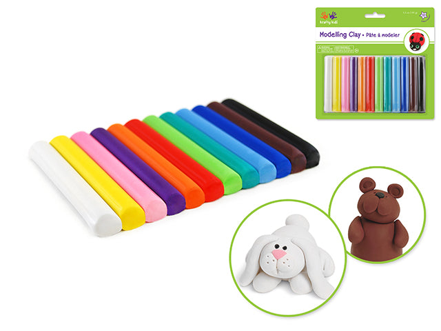 Krafty Kids Assorted Modelling Clay Tubes, 150g, Pack of 12