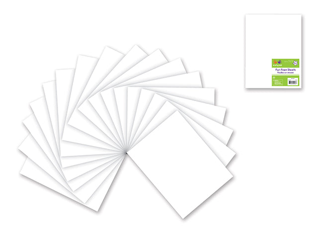White Fun Foam Sheet: 9"x12" Bulk 2mm Barcoded Sheets I)