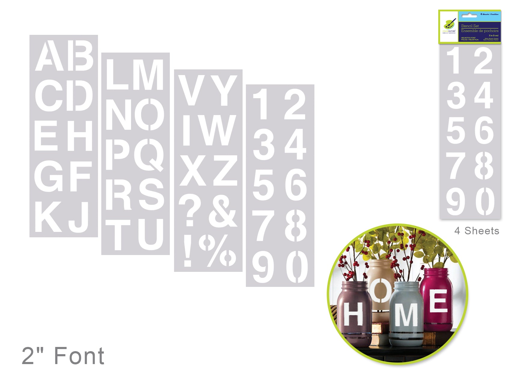 Color Factory's 2" Alpha/Numeric/Symbol Stencil 6-Sheet Set