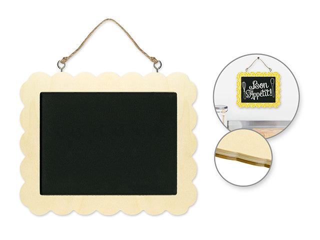 Wood Craft: 6.75"x5.5" Natural Chalkboard Frame w/Jute Hanger C) Scallop