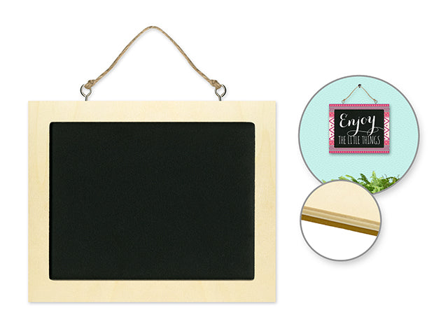 6.75"x5.5" Rectangle Natural Chalkboard Frame with Jute Hanger in Wood Craft Collection