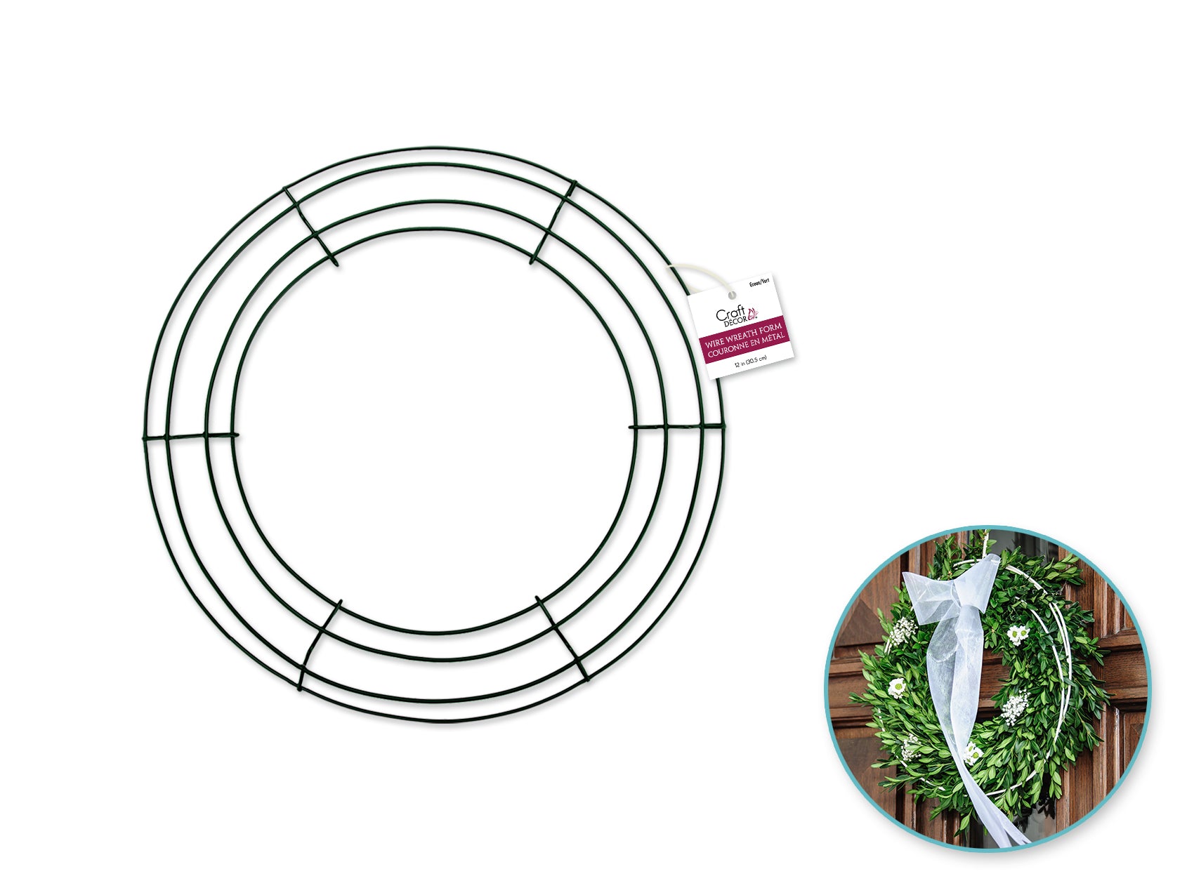 12" Green 4-Ring Wire Wreath Form