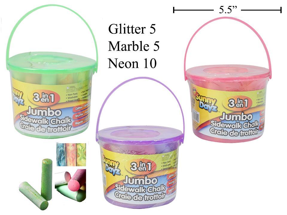Sunny Dayz 20ct. 3-in-1 Jumbo Sidewalk Chalk/Bucket